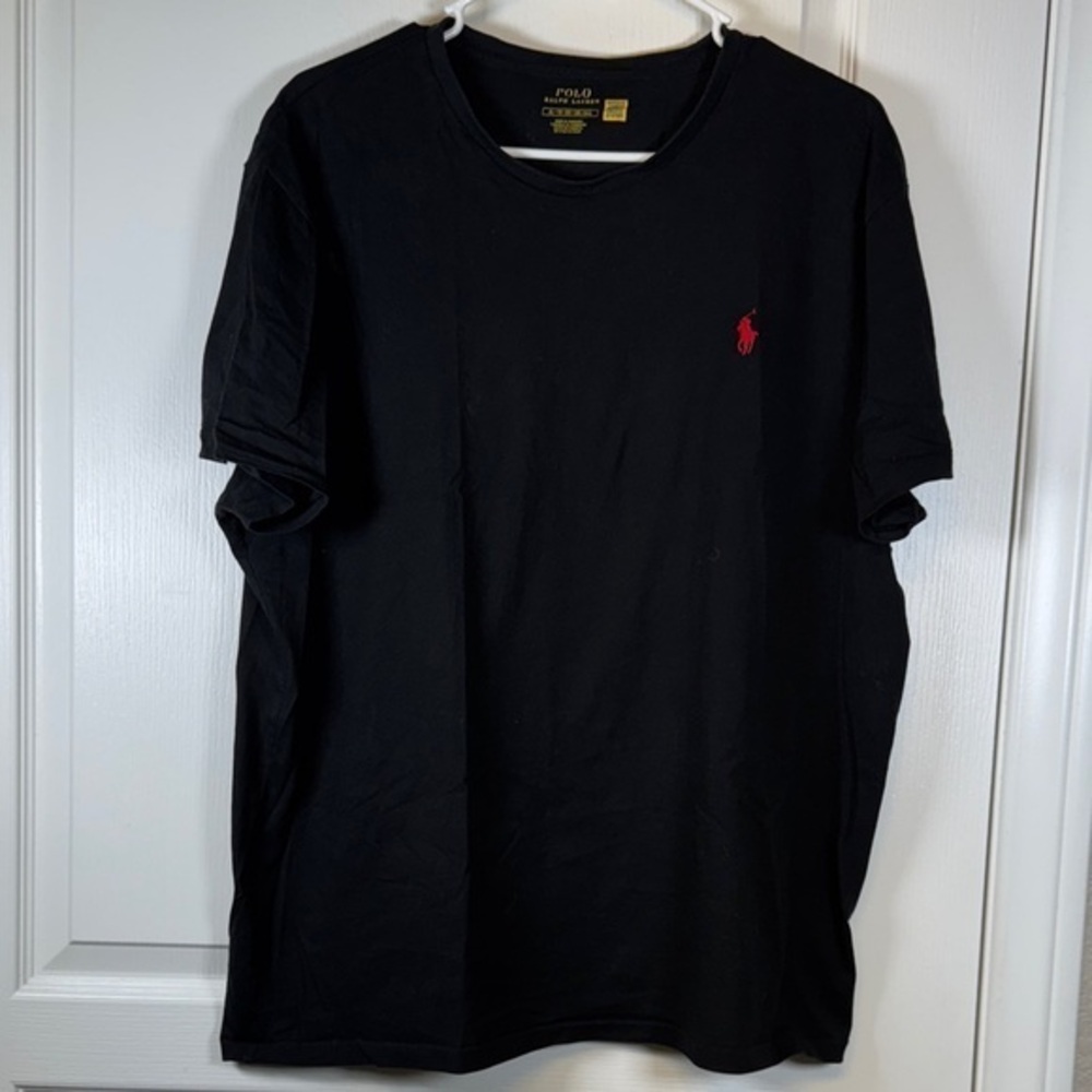 Polo Ralph Lauren Embroidered Chest Logo Black S/S Shirt Size XL EUC #5774